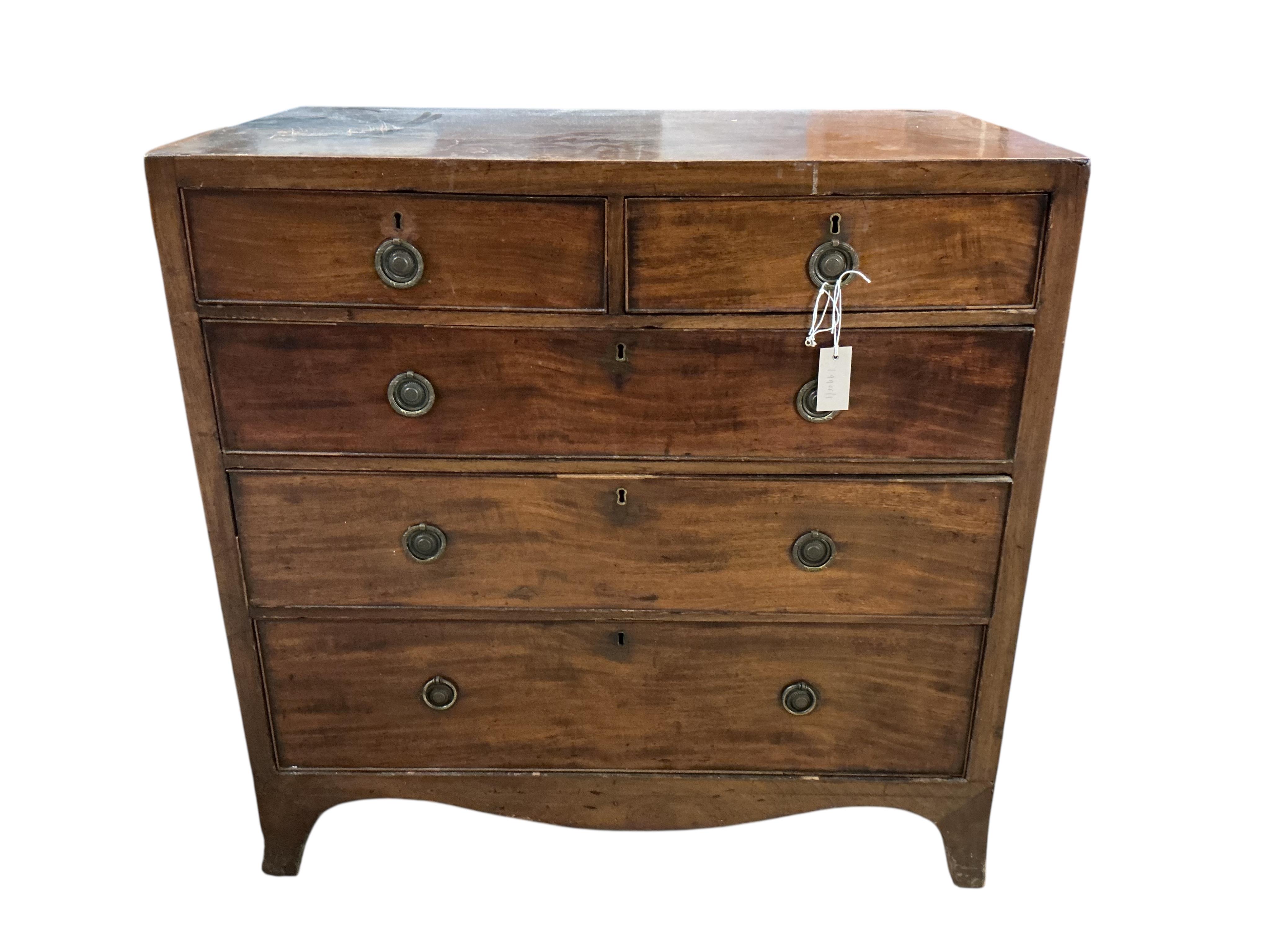 A Regency mahogany five drawer chest, width 95cm, depth 55cm, height 94cm